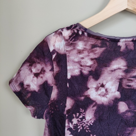Simply Vera Vera Wang Purple Floral Tie-dye T-Shirt Small - Picture 6 of 9